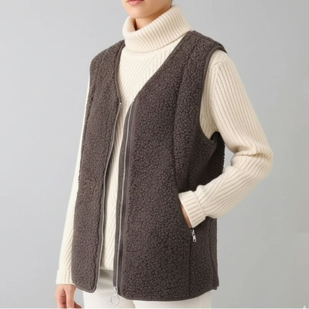 Estelle Women’s Fleece Vest – Plush Shearling Vest Lightweight Layer