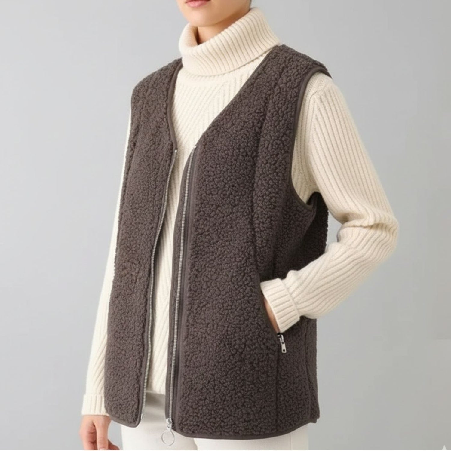 Estelle Women’s Fleece Vest – Plush Shearling Vest Lightweight Layer