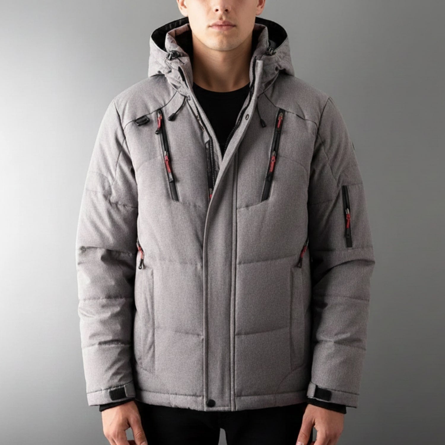 Marko Men’s Puffer Jacket – White Duck DownJacket with Water-Resistant Shell & Detachable Hood