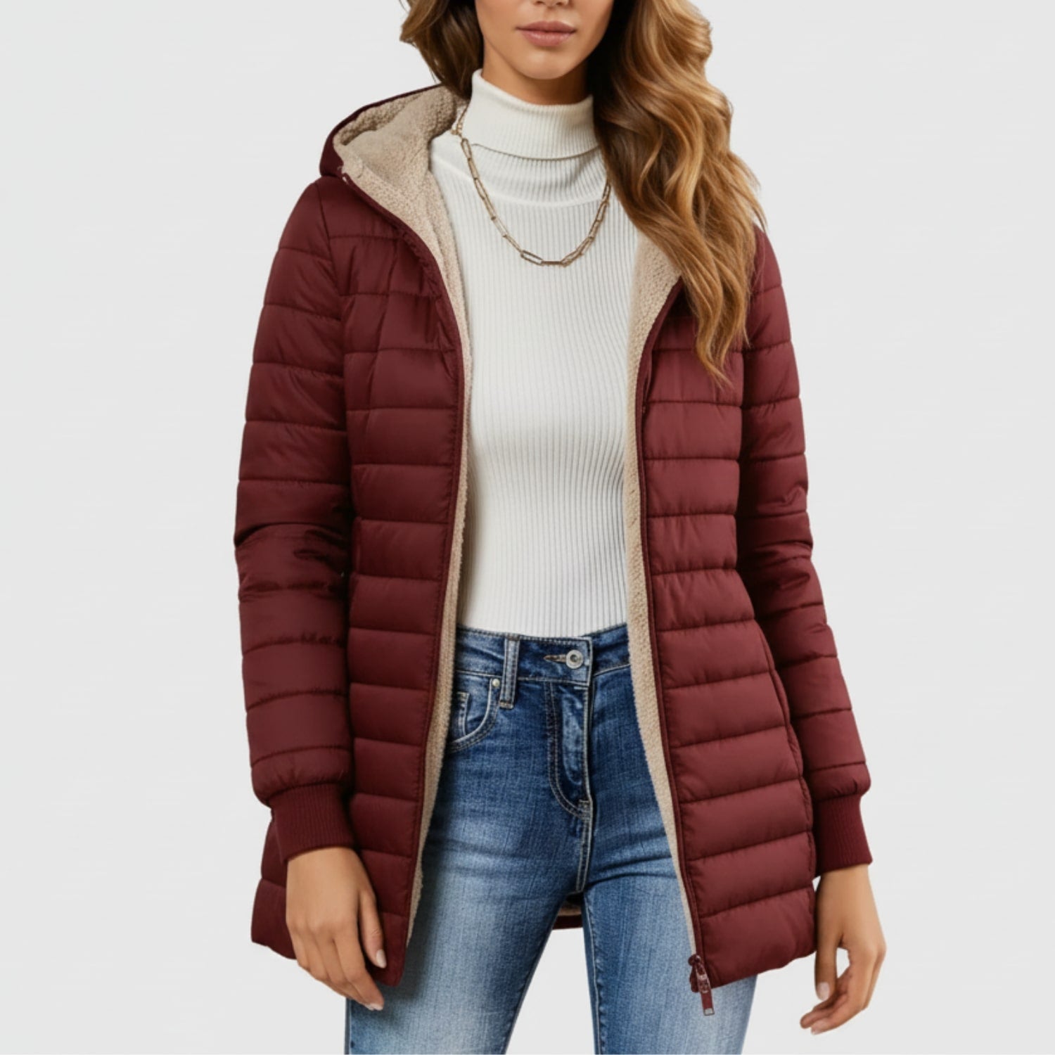 Anastasia Women’s Puffer Jacket – Long Waterproof Quilted Coat for Winter Warmth