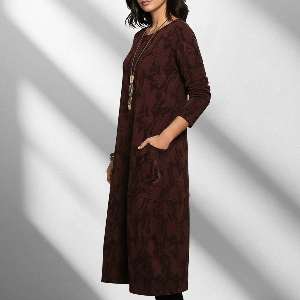 Freya Women's Long-Sleeve Winter Dress – Soft Knit Fabric Sweater Dress with Flattering Silhouette