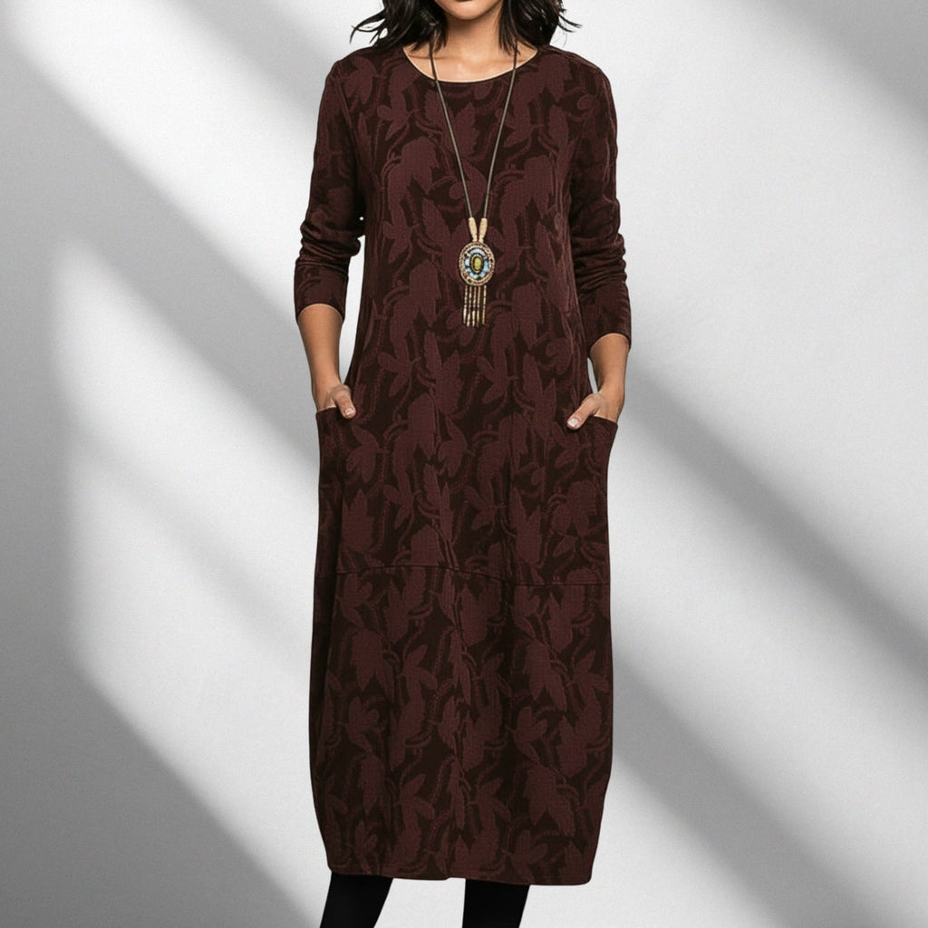 Freya Women's Long-Sleeve Winter Dress – Soft Knit Fabric Sweater Dress with Flattering Silhouette