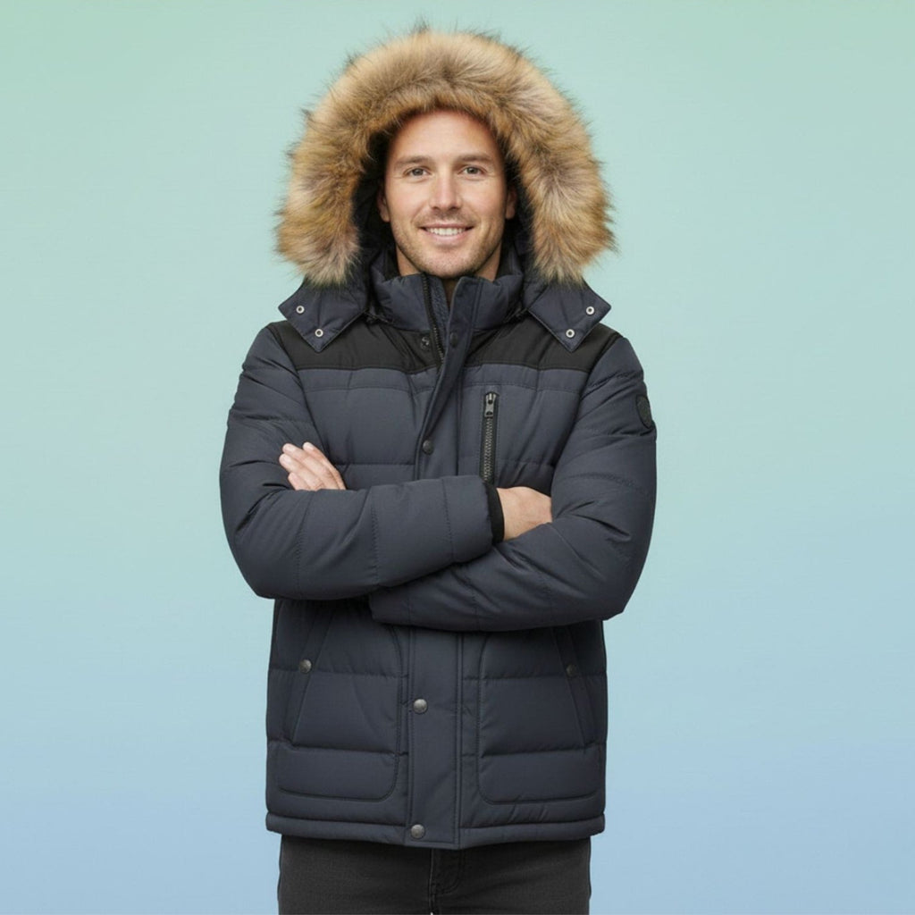 Santiago Men’s Hooded Jacket – Thick Fleece-Lined Winter Coat with Cotton Shell