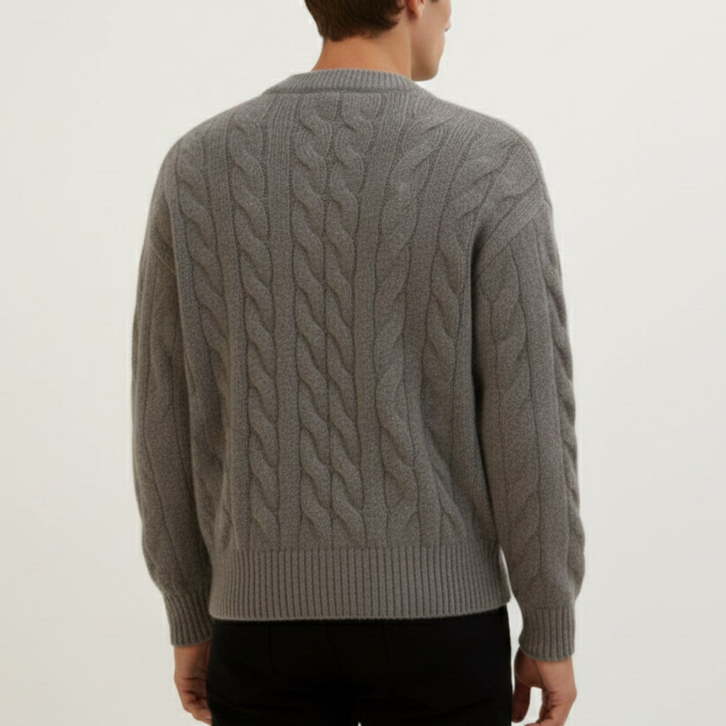 Anton Men’s Cardigan – Cable Knit Cardigan with Classic Button-Up Style