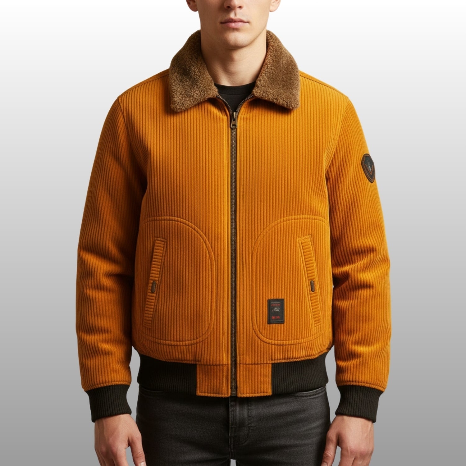 Simon Men's Corduroy Jacket – Heavyweight Sherpa-Lined Jacket with Bomber Fit