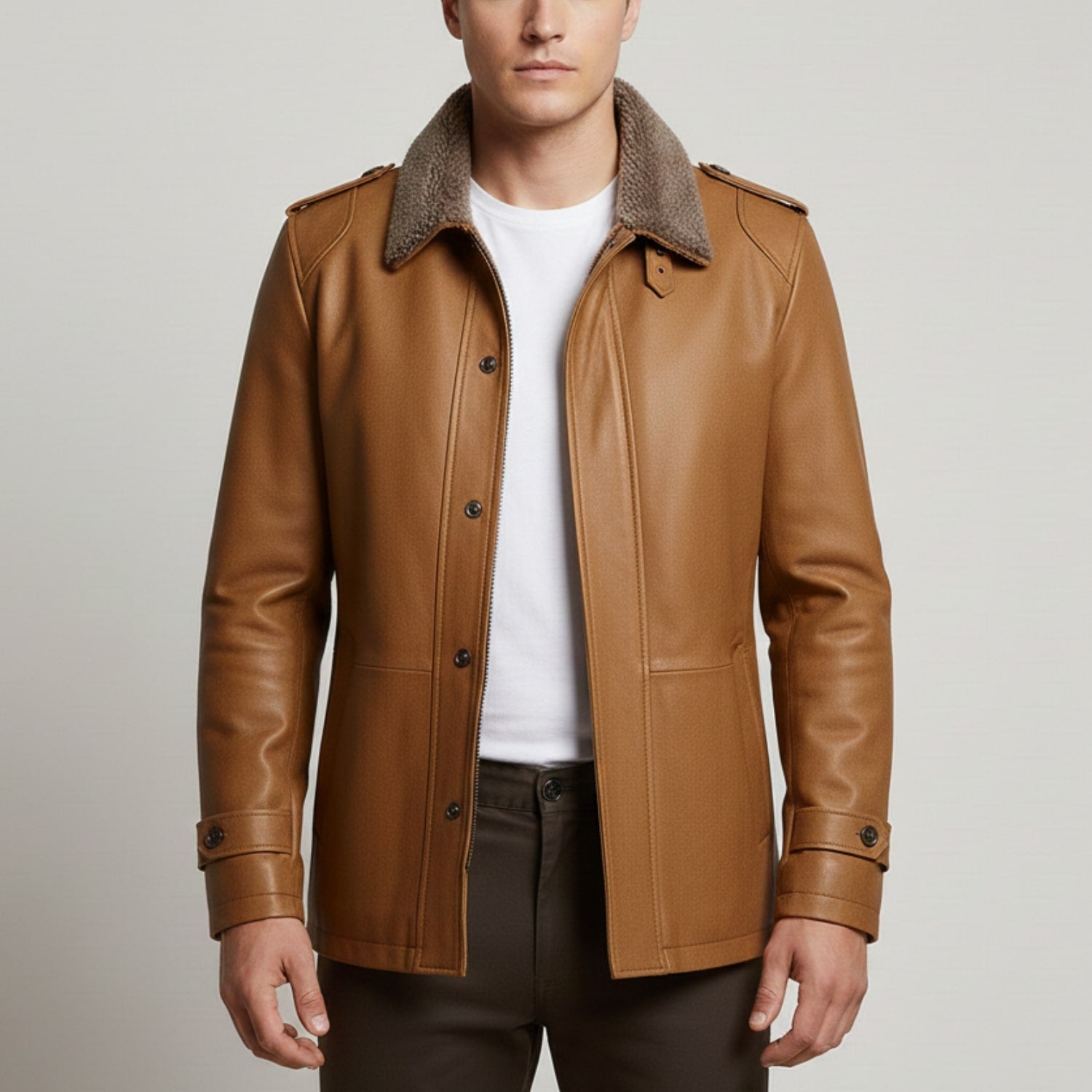 Erik Men’s Suede Jacket – Vintage Suede Overcoat with Merino Wool Lining