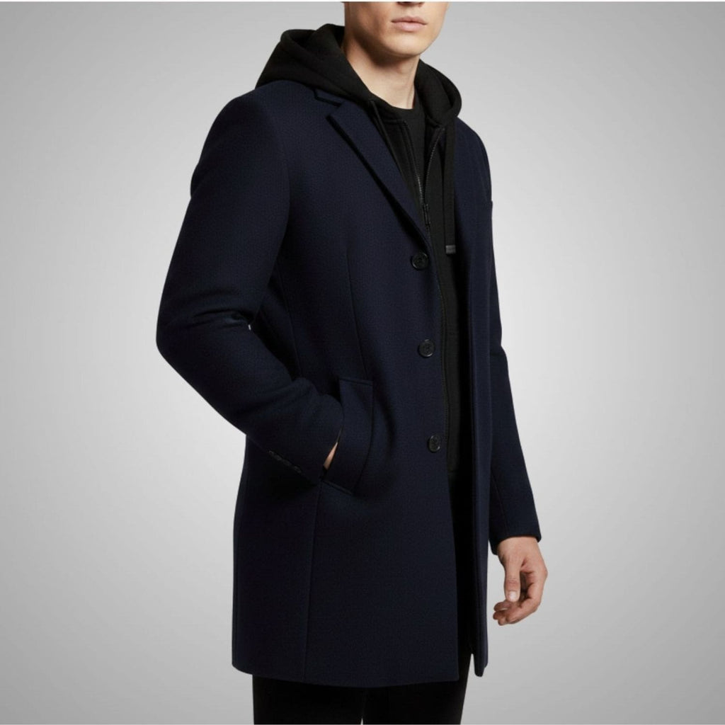 Nicolas Men’s Hooded Wool Coat – Premium Textured Winter Outerwear