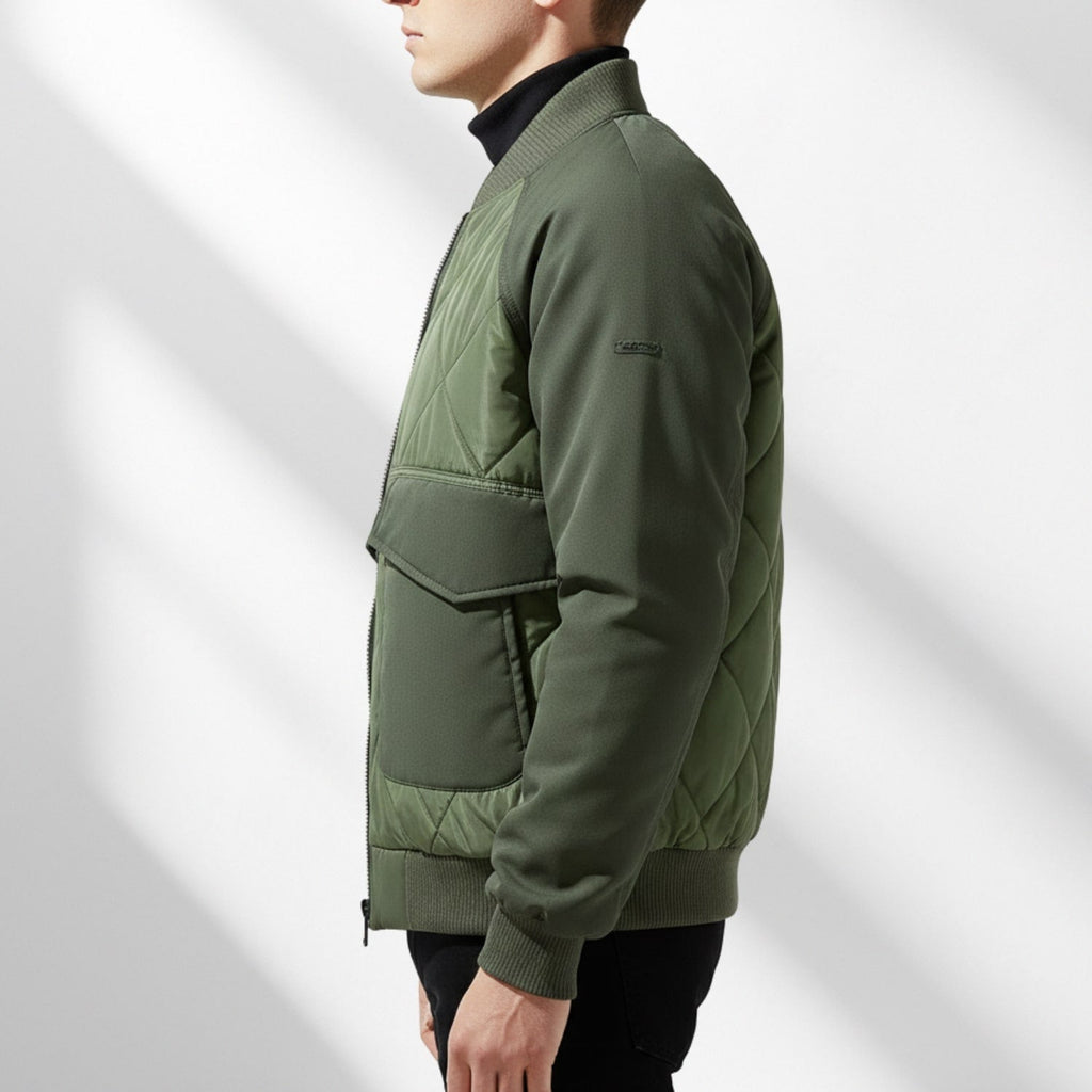 Leon Men’s Quilted Bomber Jacket – Diamond-Quilted Lightweight Jacket