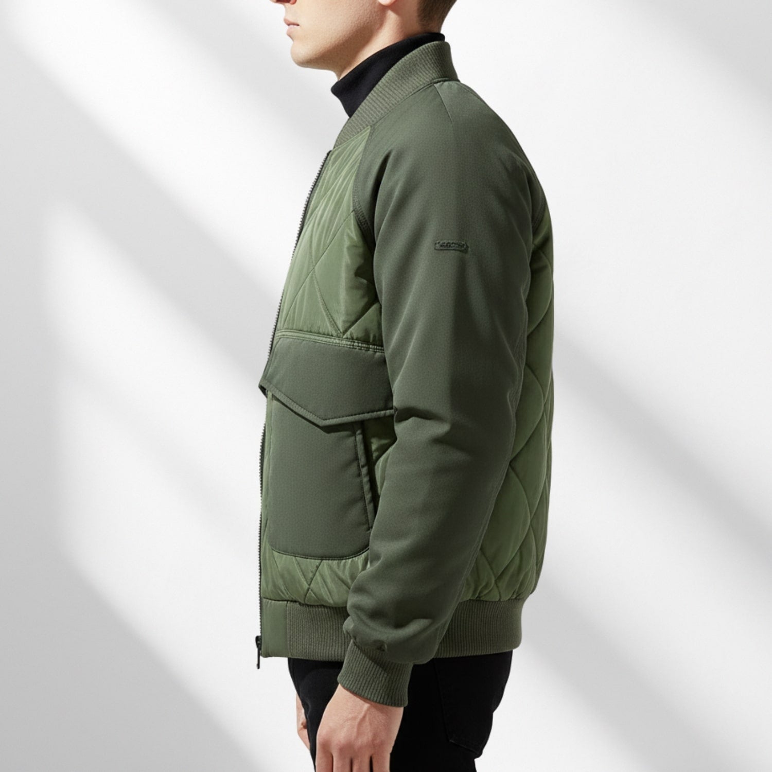 Leon Men’s Quilted Bomber Jacket – Diamond-Quilted Lightweight Jacket