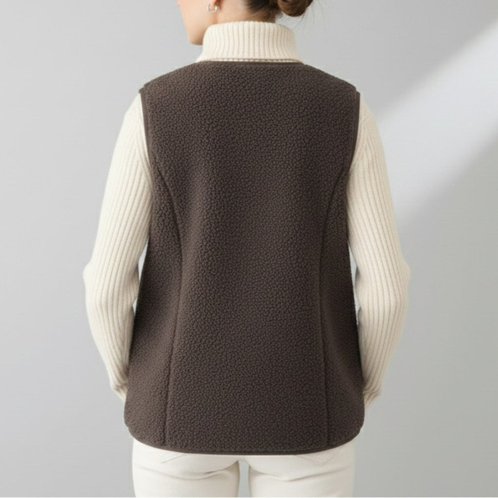 Estelle Women’s Fleece Vest – Plush Shearling Vest Lightweight Layer