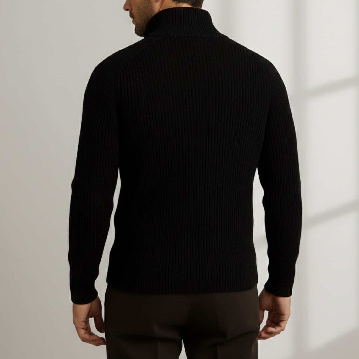 Soren Men’s Turtleneck Sweater – Warm Breathable Wool Knit Pullover with Structured Ribbed Collar