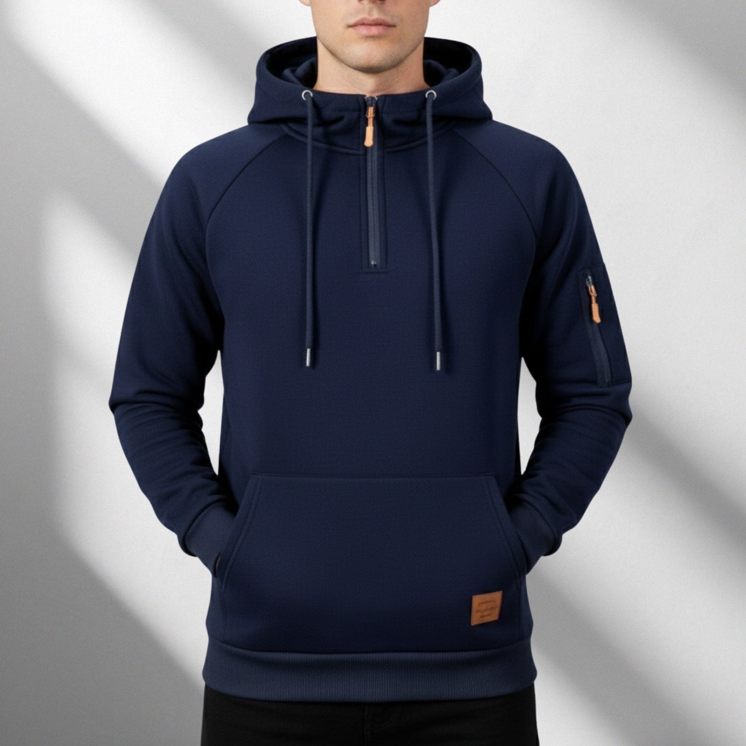 Adem Men's Zip-Up Hoodie – Heavyweight Cotton Blend Pullover with Multi-Pocket Design