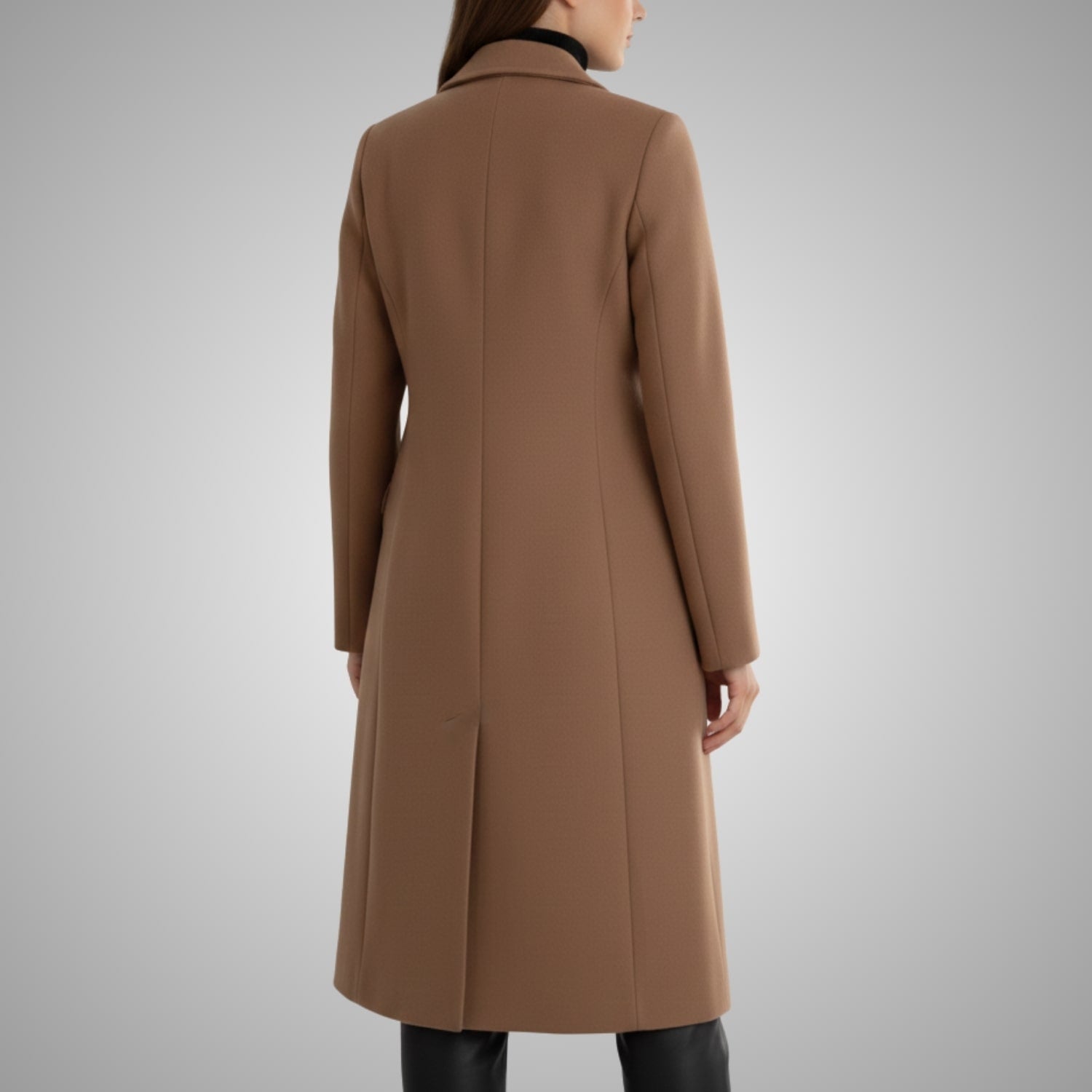 Alyssa Women’s Wool Coat – Tailored Two-Button Long Coat with Structured Collar