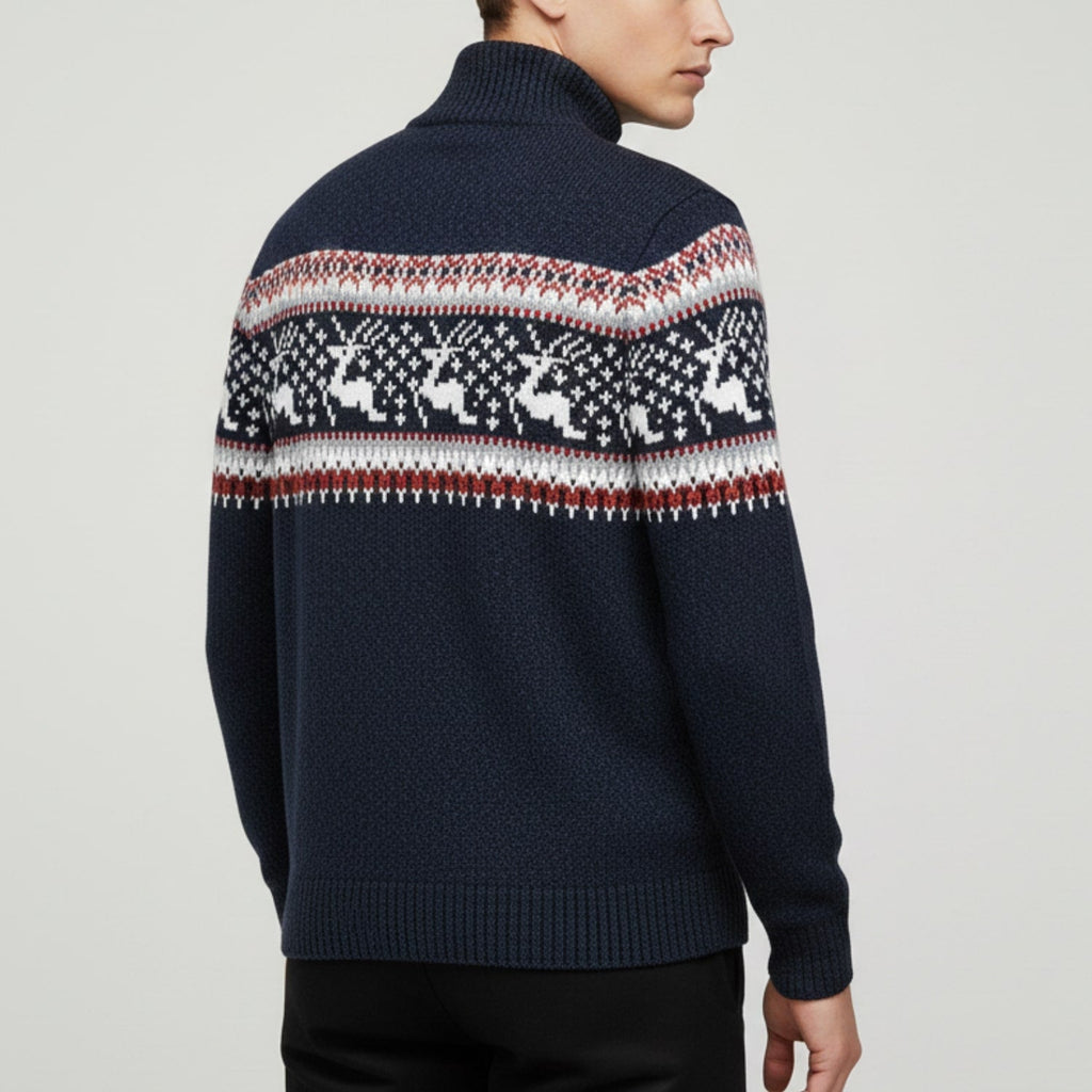 Mehdi Men's Christmas Sweater – Wool Knit Quarter-Zip Pullover
