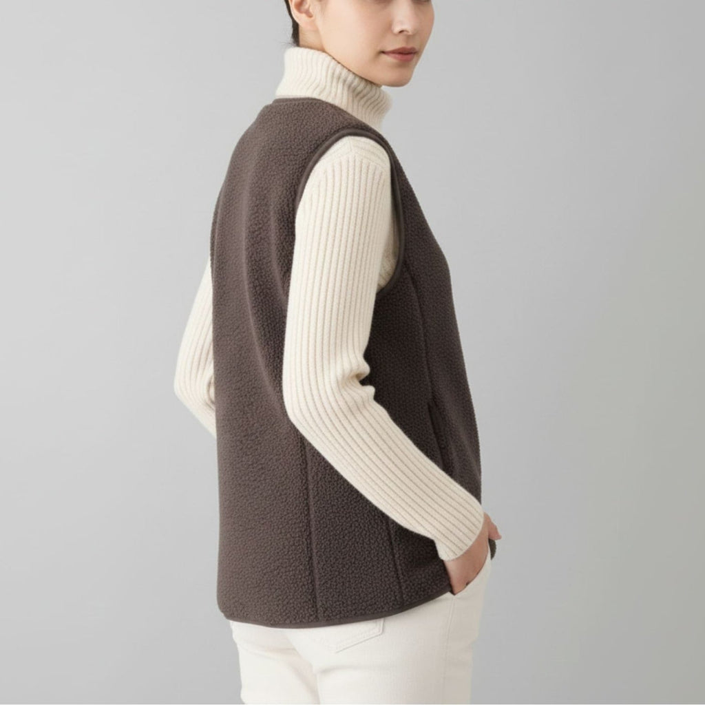 Estelle Women’s Fleece Vest – Plush Shearling Vest Lightweight Layer