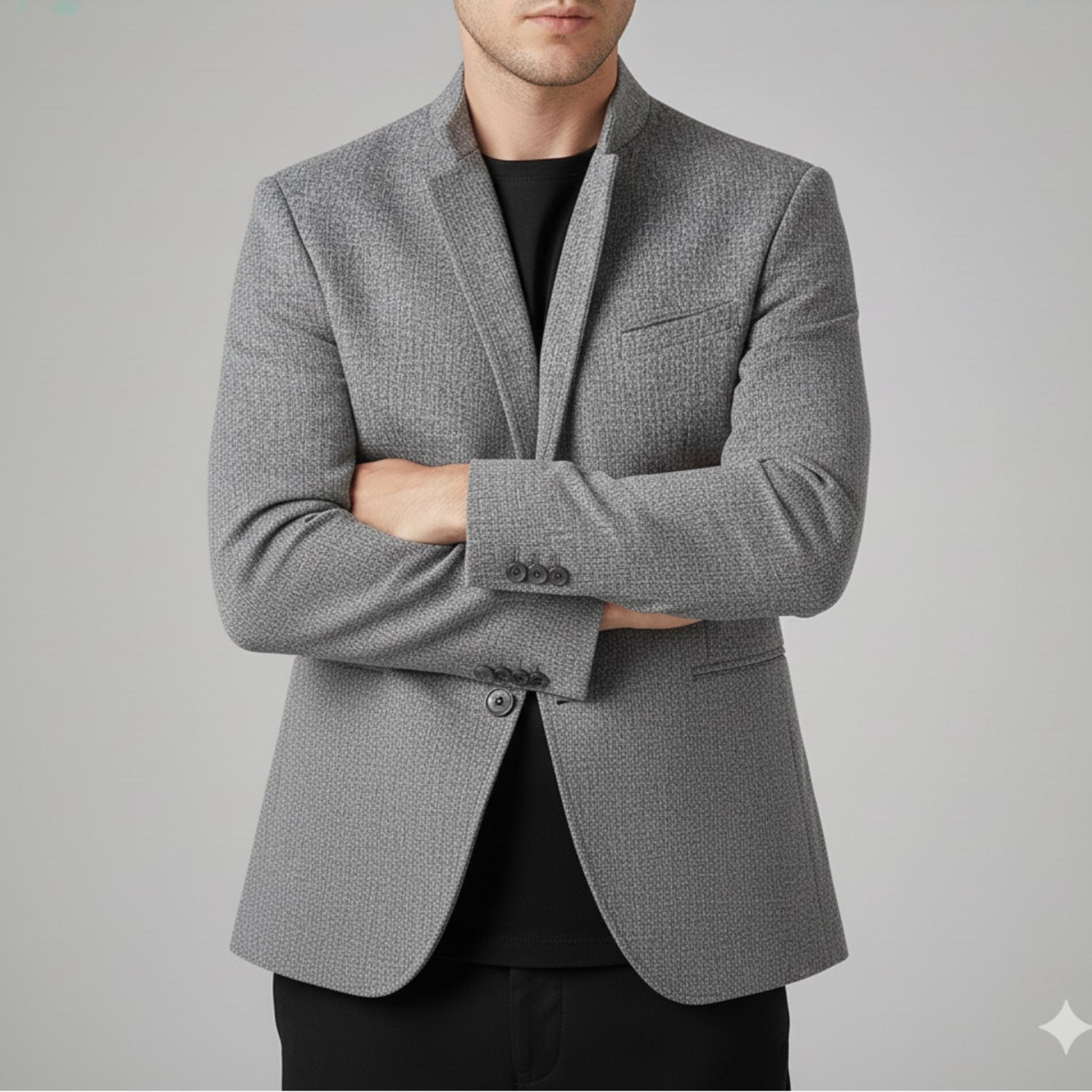 Armand Men’s Lightweight Jacket – Wool-Blend Stand Collar Coat with Slim Fit Design