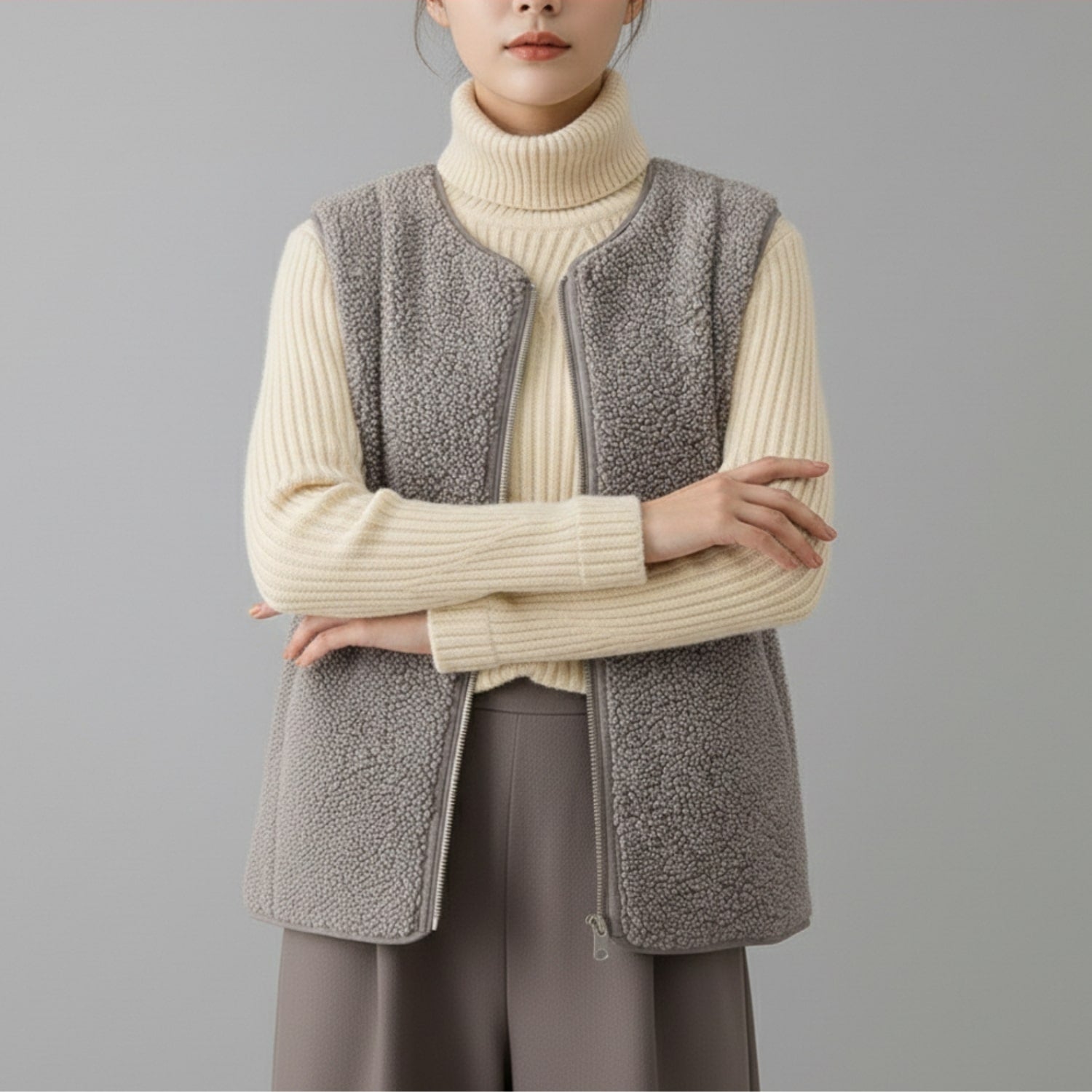 Estelle Women’s Fleece Vest – Plush Shearling Vest Lightweight Layer