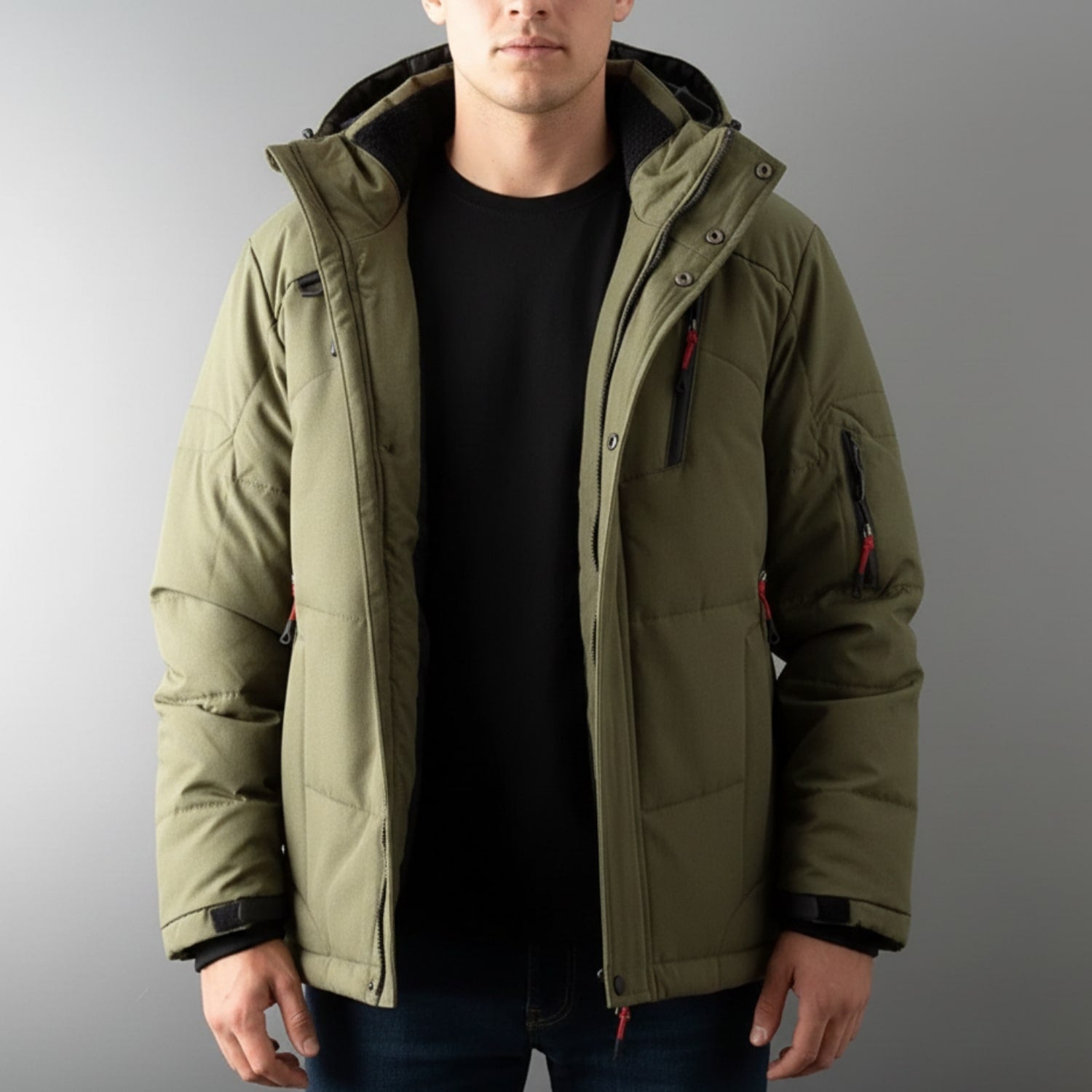 Marko Men’s Puffer Jacket – White Duck DownJacket with Water-Resistant Shell & Detachable Hood