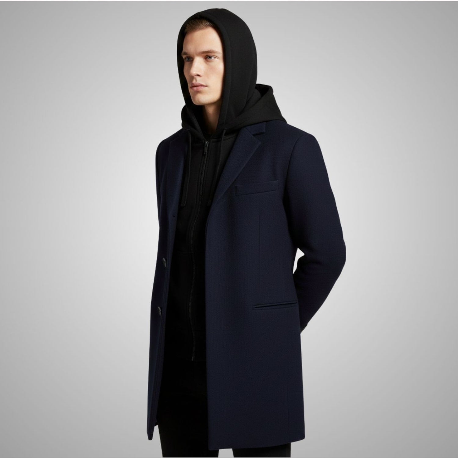 Nicolas Men’s Hooded Wool Coat – Premium Textured Winter Outerwear