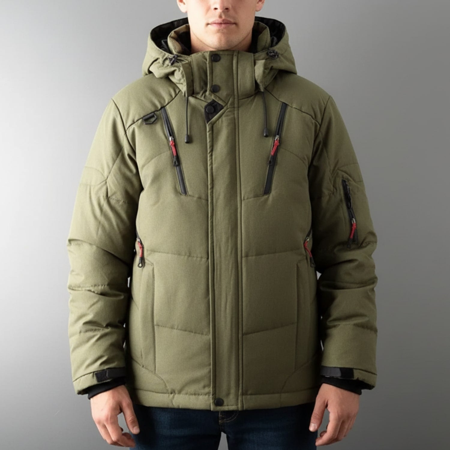 Marko Men’s Puffer Jacket – White Duck DownJacket with Water-Resistant Shell & Detachable Hood