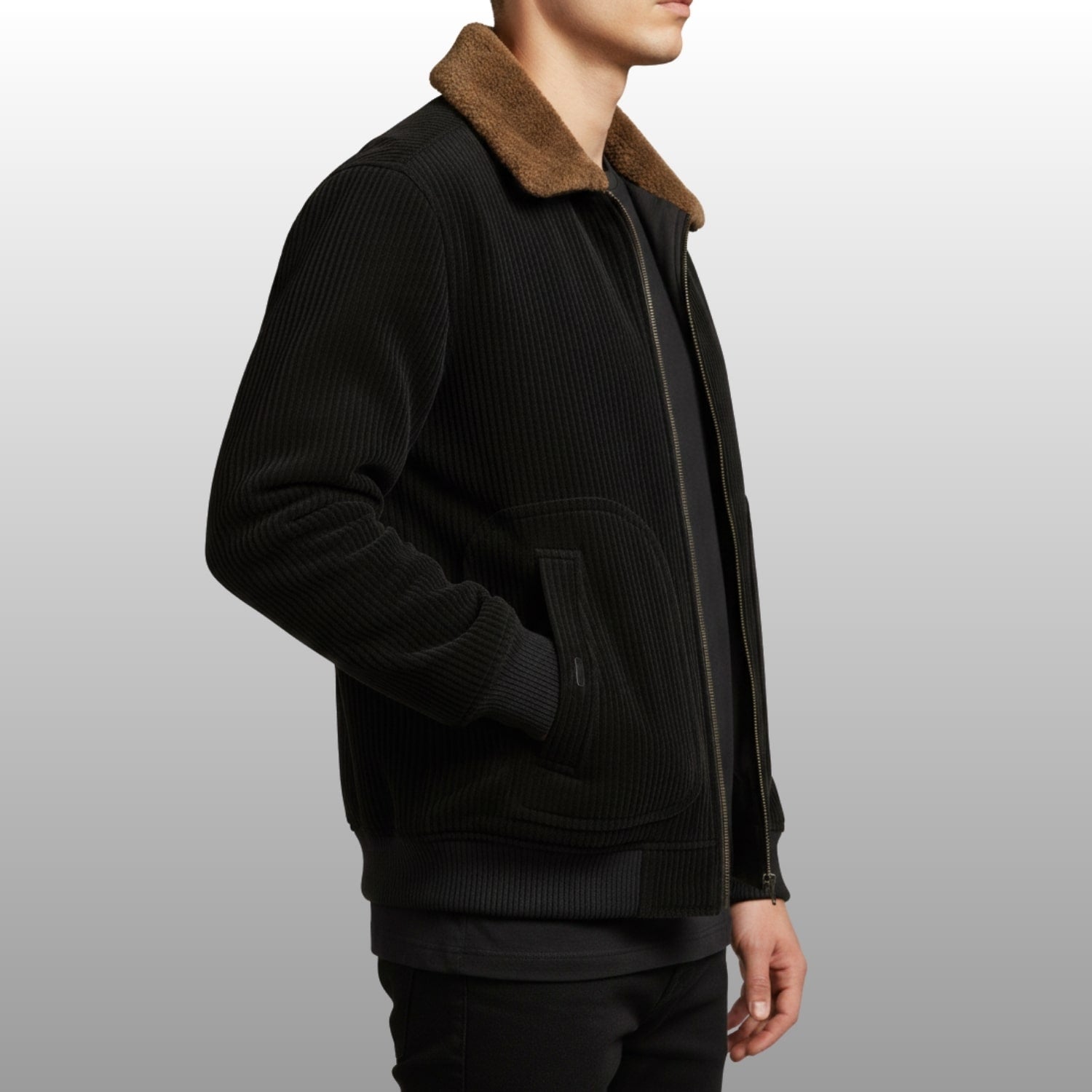 Simon Men's Corduroy Jacket – Heavyweight Sherpa-Lined Jacket with Bomber Fit