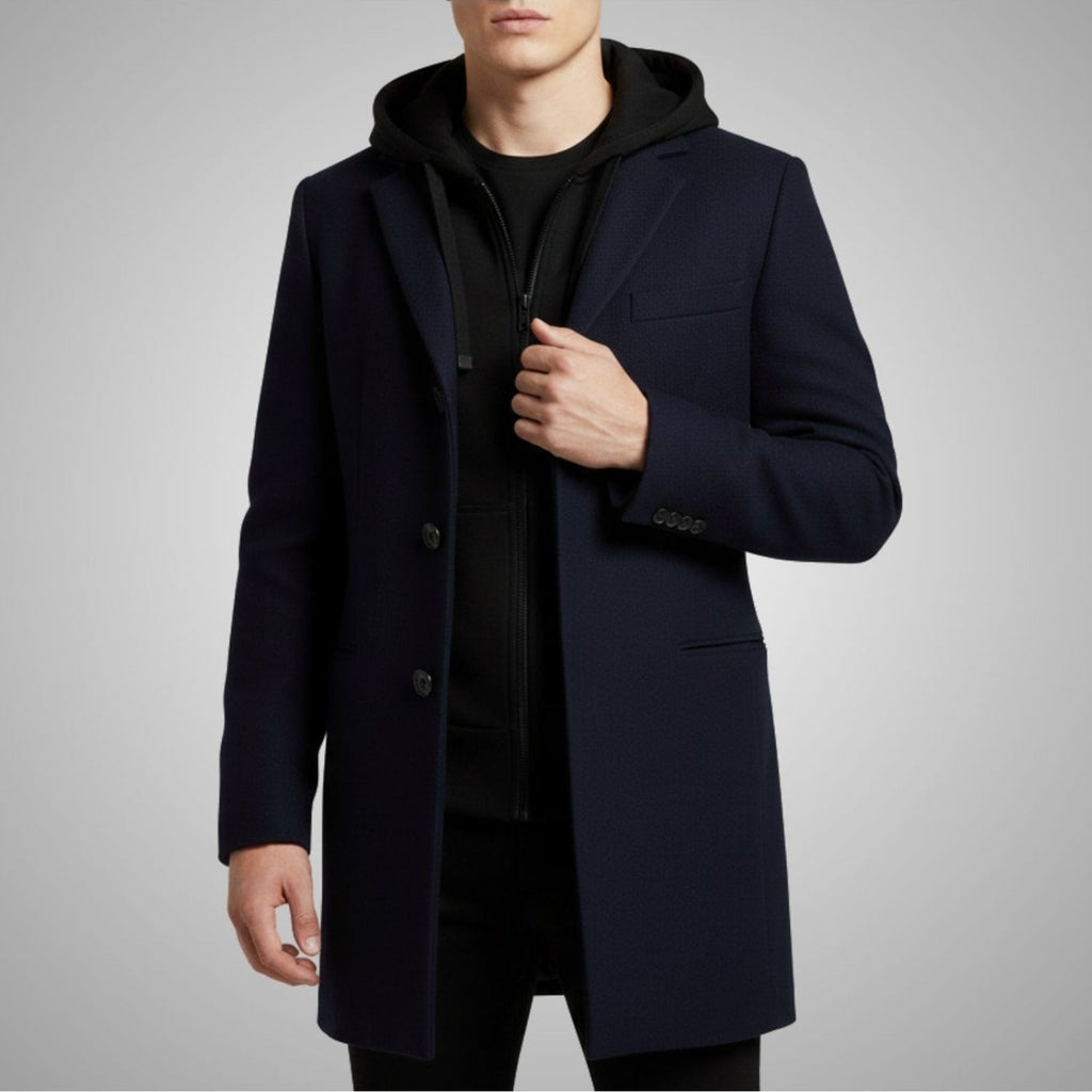 Nicolas Men’s Hooded Wool Coat – Premium Textured Winter Outerwear