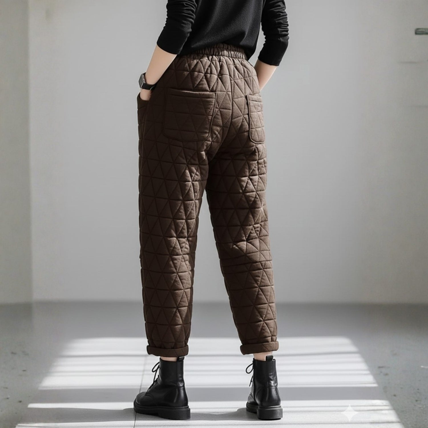 Sara Women’s Quilted Jogger Pants – Diamond Padded Thermal Cotton Pants