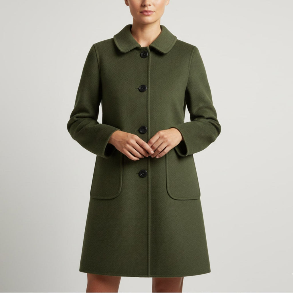 Léonie Women’s Wool Coat – Virgin Wool Overcoat with Tailored Straight Cut