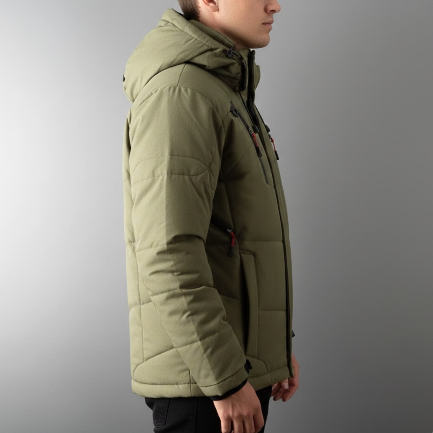 Marko Men’s Puffer Jacket – White Duck DownJacket with Water-Resistant Shell & Detachable Hood