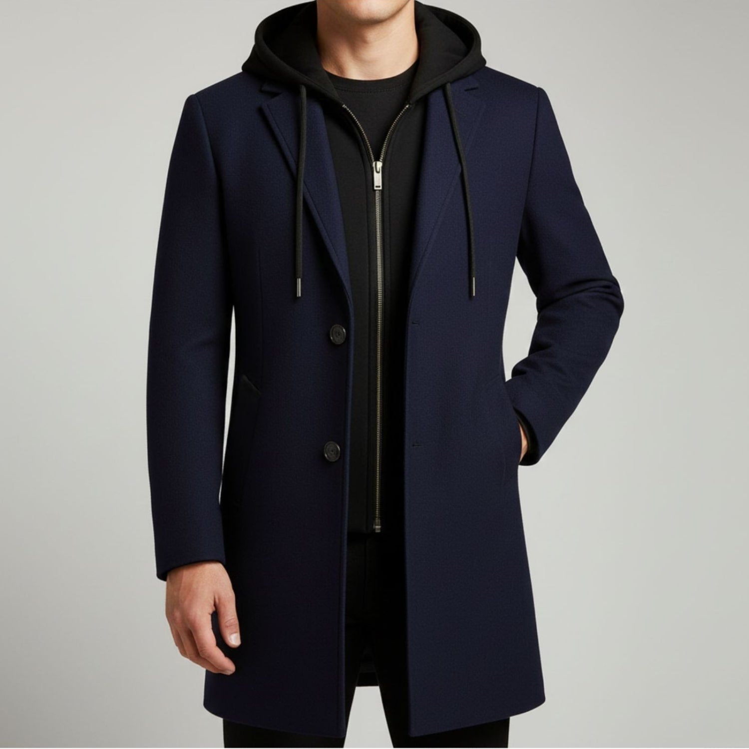Nicolas Men’s Hooded Wool Coat – Premium Textured Winter Outerwear
