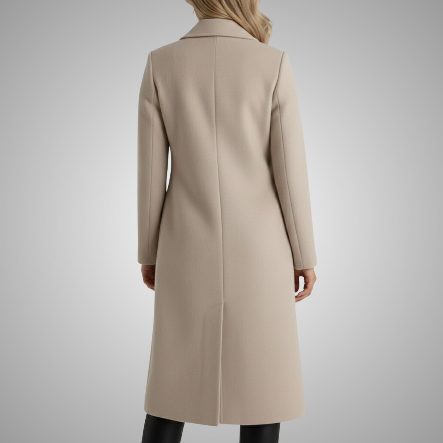 Alyssa Women’s Wool Coat – Tailored Two-Button Long Coat with Structured Collar