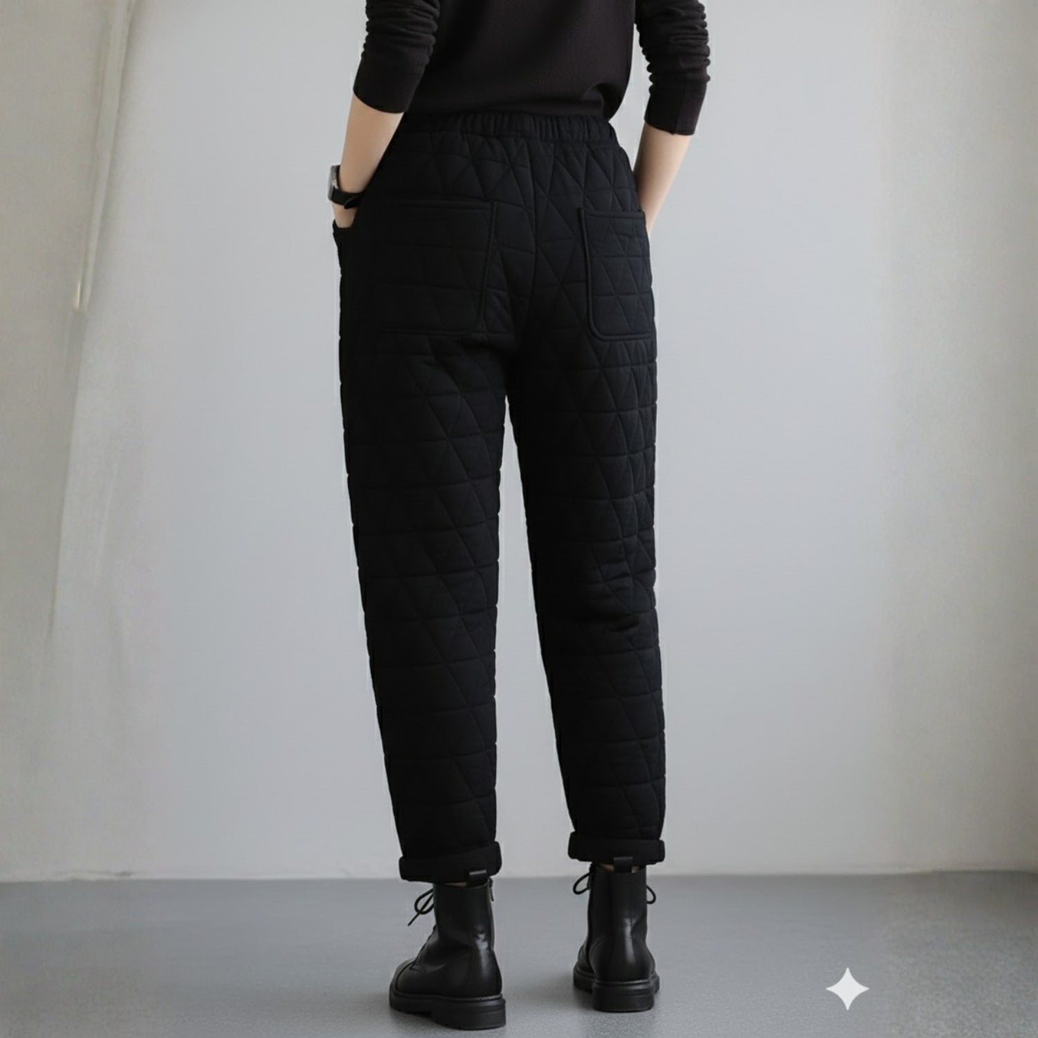 Sara Women’s Quilted Jogger Pants – Diamond Padded Thermal Cotton Pants