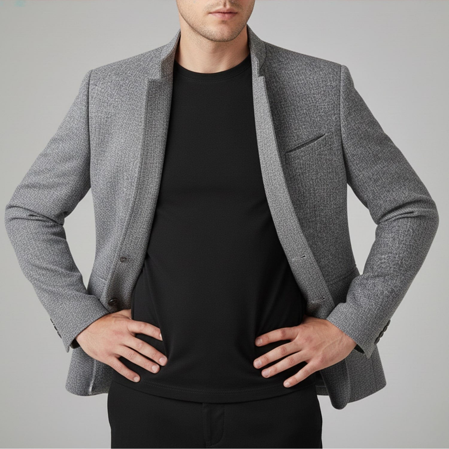 Armand Men’s Lightweight Jacket – Wool-Blend Stand Collar Coat with Slim Fit Design