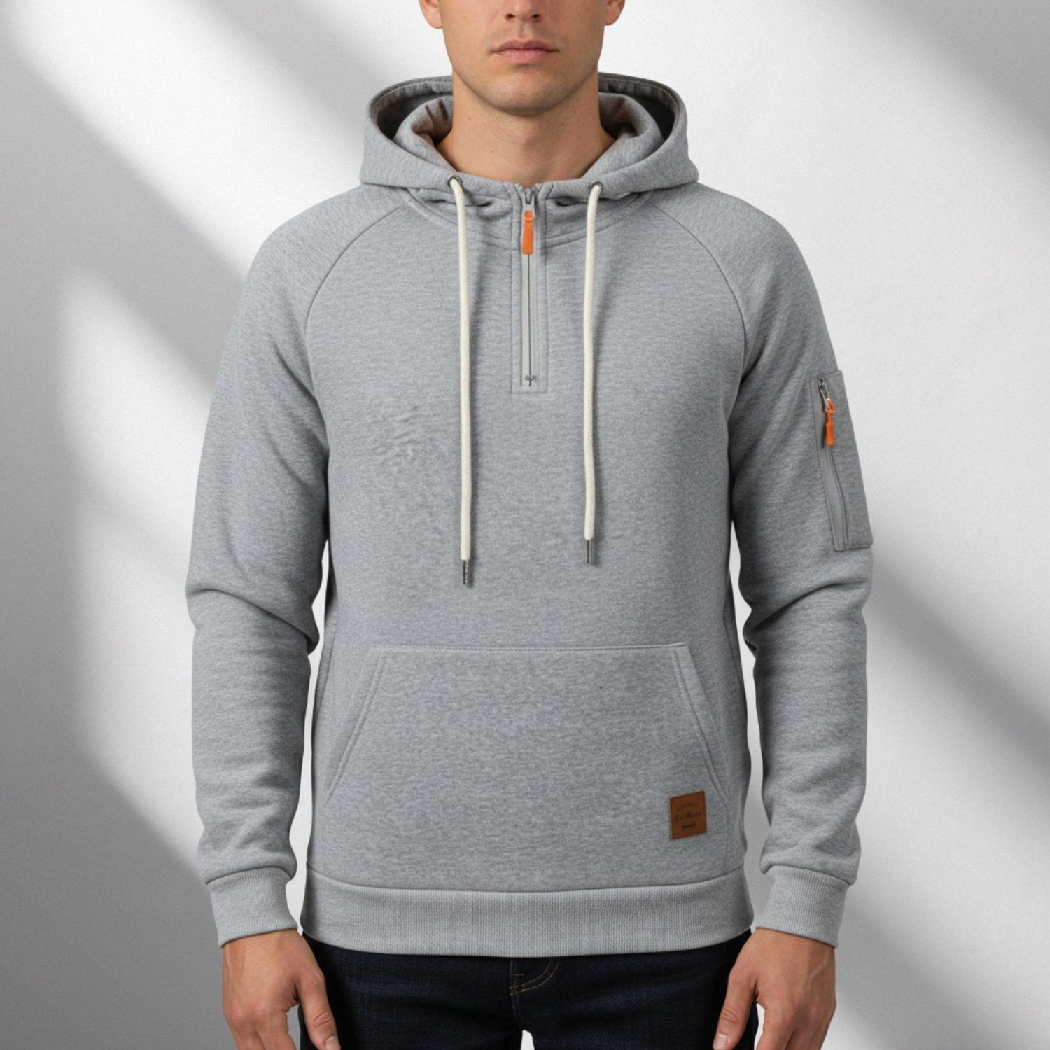 Adem Men's Zip-Up Hoodie – Heavyweight Cotton Blend Pullover with Multi-Pocket Design