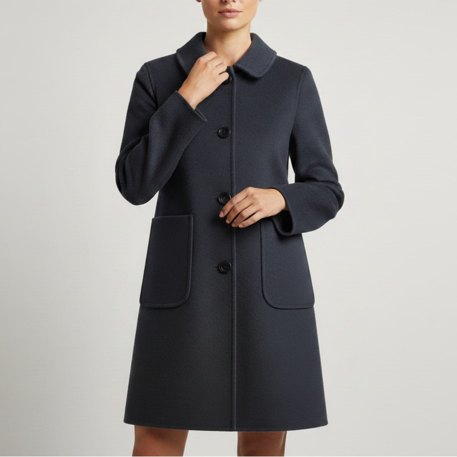 Léonie Women’s Wool Coat – Virgin Wool Overcoat with Tailored Straight Cut