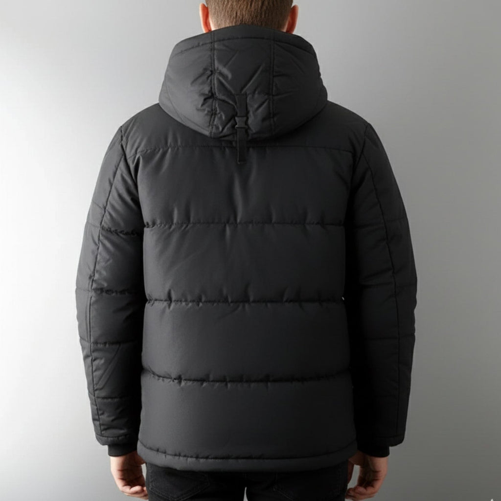 Marko Men’s Puffer Jacket – White Duck DownJacket with Water-Resistant Shell & Detachable Hood