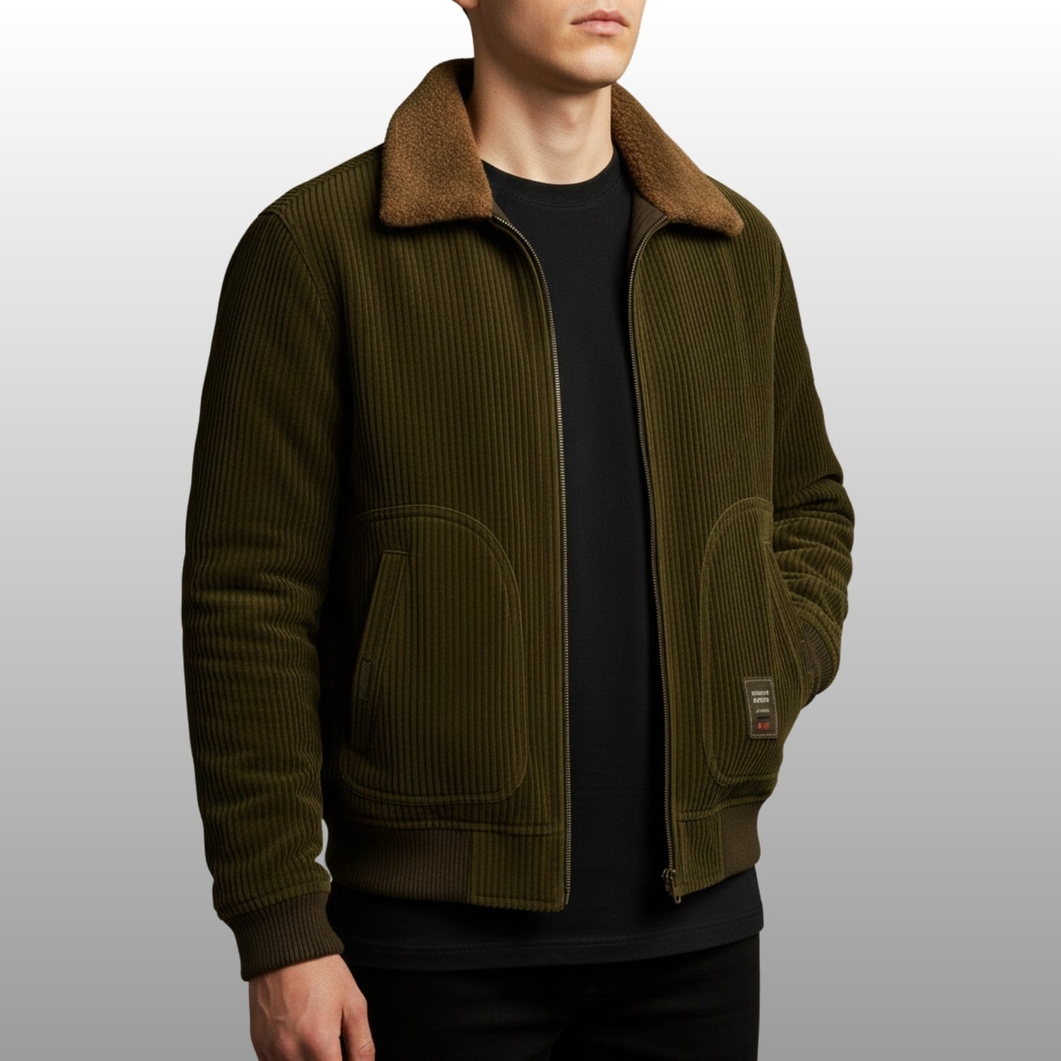 Simon Men's Corduroy Jacket – Heavyweight Sherpa-Lined Jacket with Bomber Fit