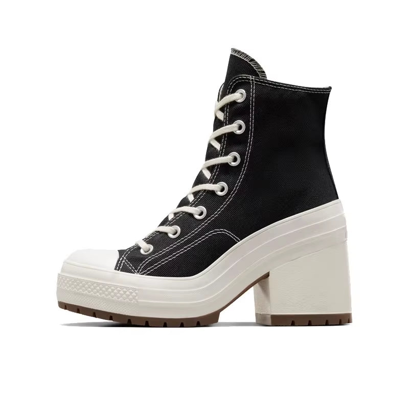 Dario Men’s Platform Boots – Chunky Canvas High-Top with Sculpted Heel