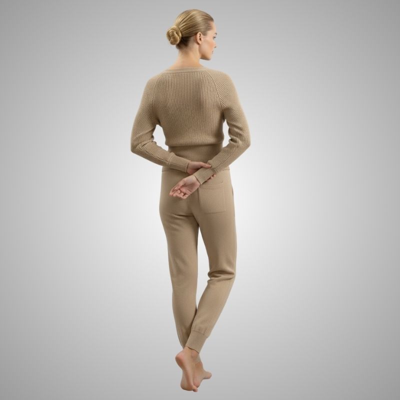 Anna Women's Loungewear Set – Soft Cotton-Blend Sweater Co-Ord with Tapered Joggers