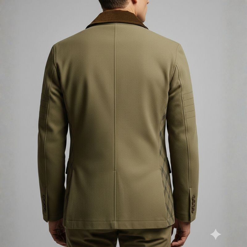 Fabio Men’s Field Jacket – Heavy Cotton Twill with Suede Jacket with Checked Lining