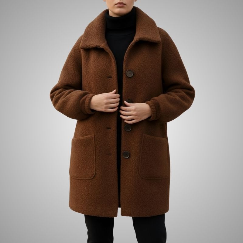 Seda Women’s Fleece Jacket – Soft Wool-Blend Vintage Winter Coat