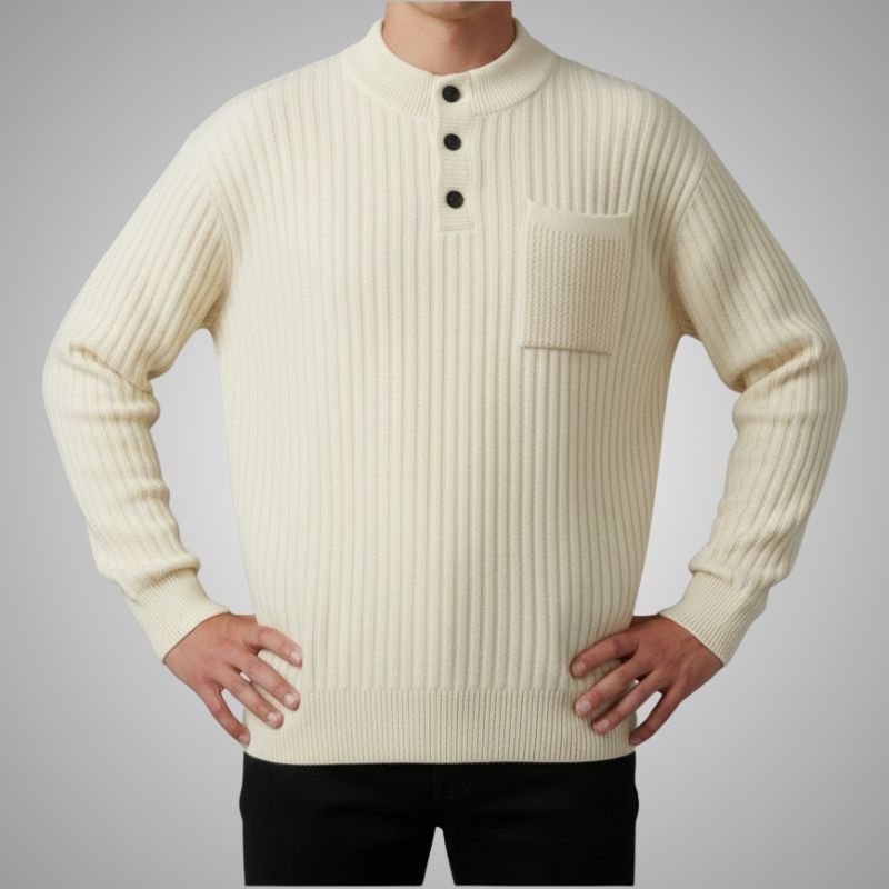 Kerem Men’s Pullover Sweater – Thick Ribbed Knit Pullover for Winter