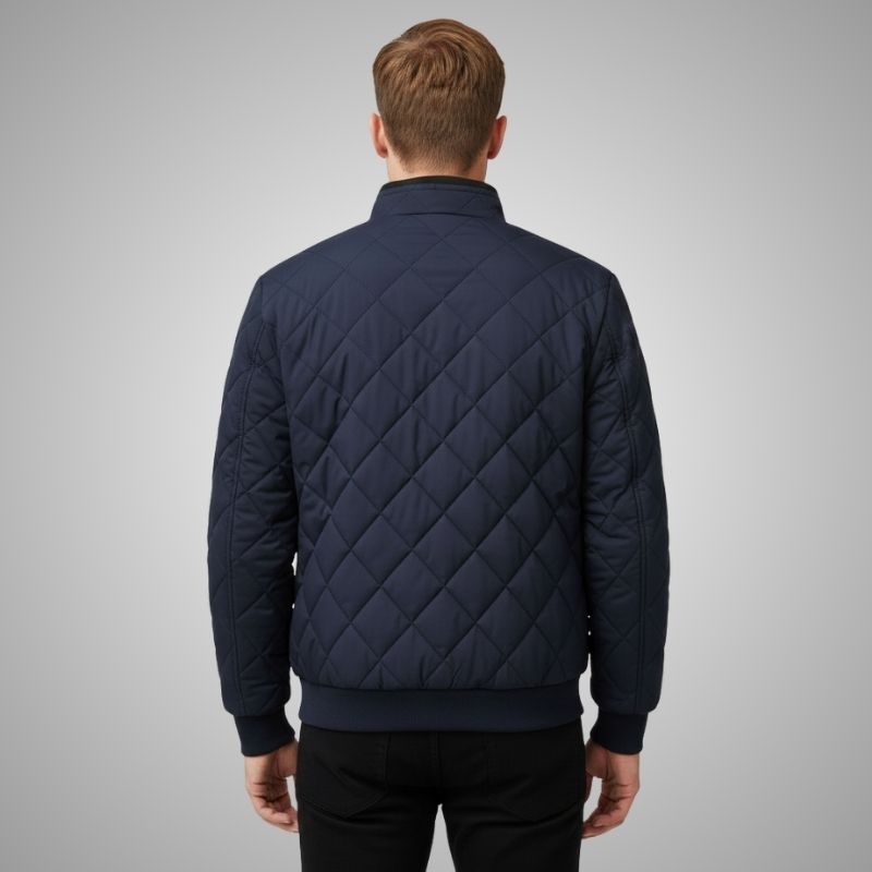 Roel Men’s Quilted Jacket – Diamond Quilted Fleece-Lined Zip-Up Jacket