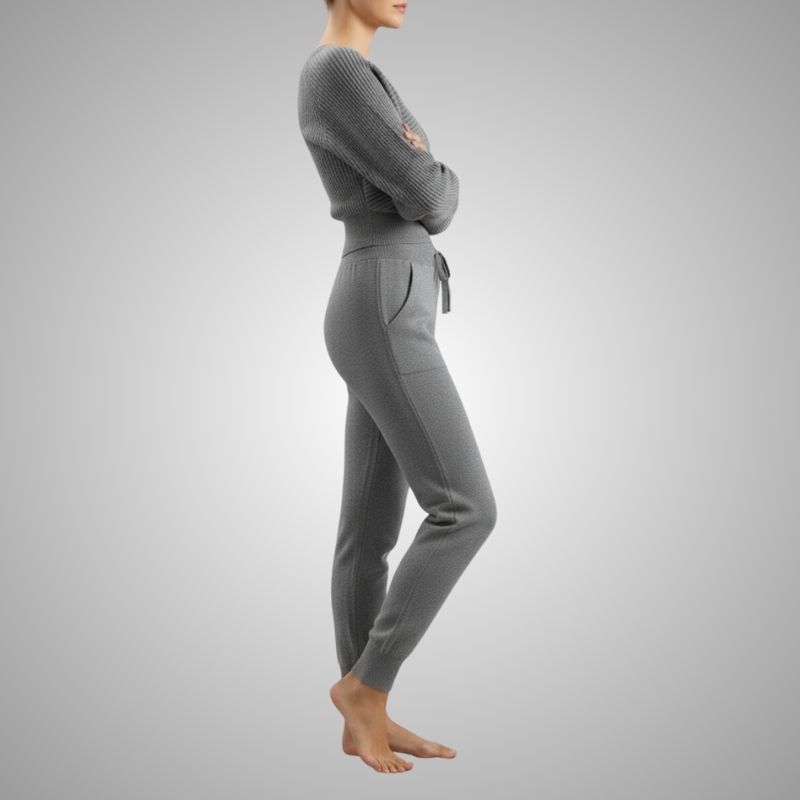 Anna Women's Loungewear Set – Soft Cotton-Blend Sweater Co-Ord with Tapered Joggers