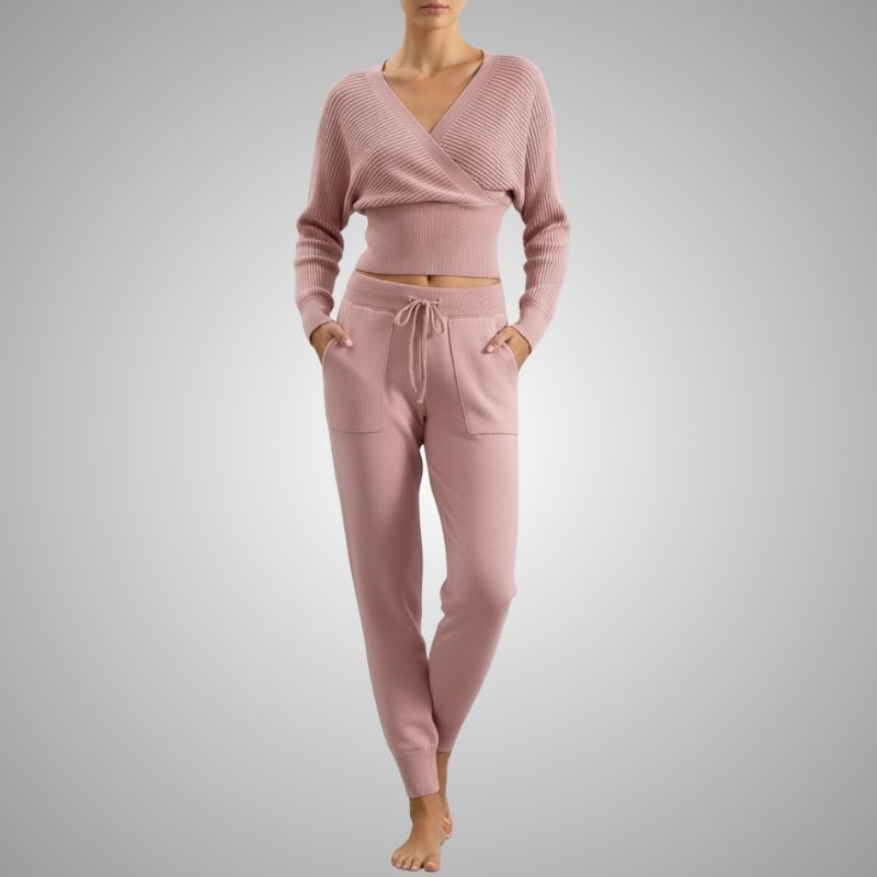 Anna Women's Loungewear Set – Soft Cotton-Blend Sweater Co-Ord with Tapered Joggers