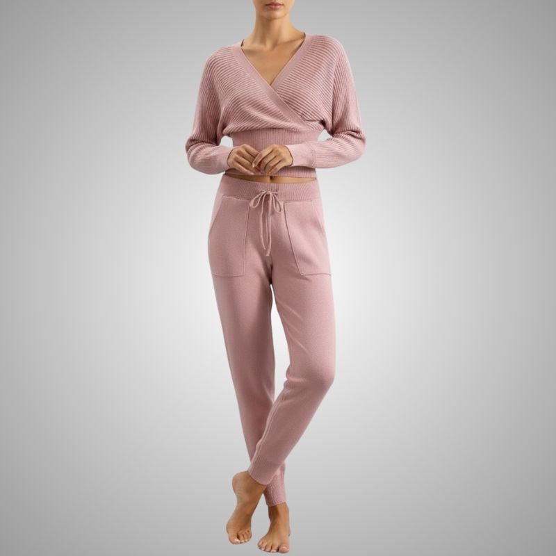 Anna Women's Loungewear Set – Soft Cotton-Blend Sweater Co-Ord with Tapered Joggers