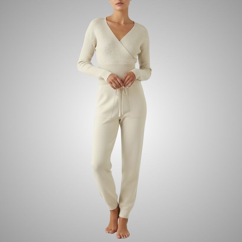 Anna Women's Loungewear Set – Soft Cotton-Blend Sweater Co-Ord with Tapered Joggers