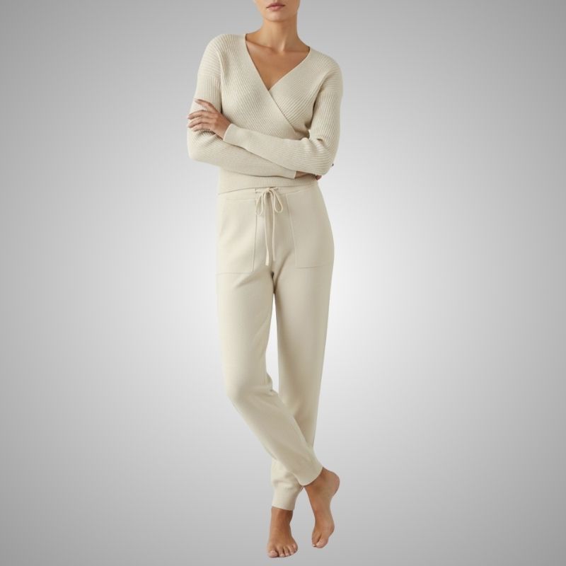 Anna Women's Loungewear Set – Soft Cotton-Blend Sweater Co-Ord with Tapered Joggers