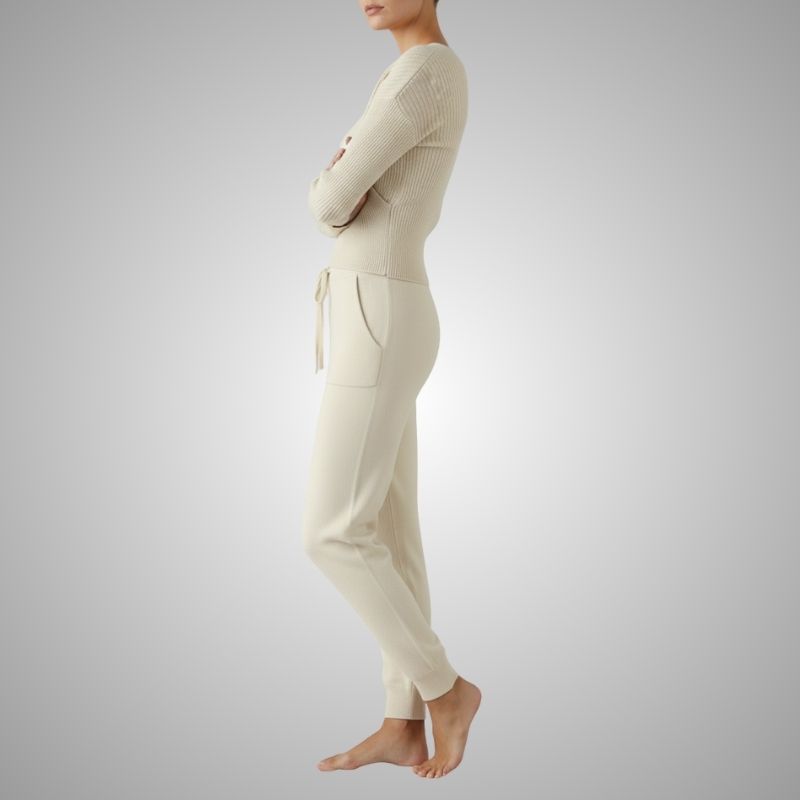 Anna Women's Loungewear Set – Soft Cotton-Blend Sweater Co-Ord with Tapered Joggers