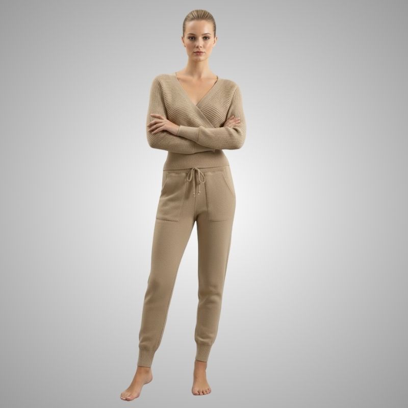 Anna Women's Loungewear Set – Soft Cotton-Blend Sweater Co-Ord with Tapered Joggers